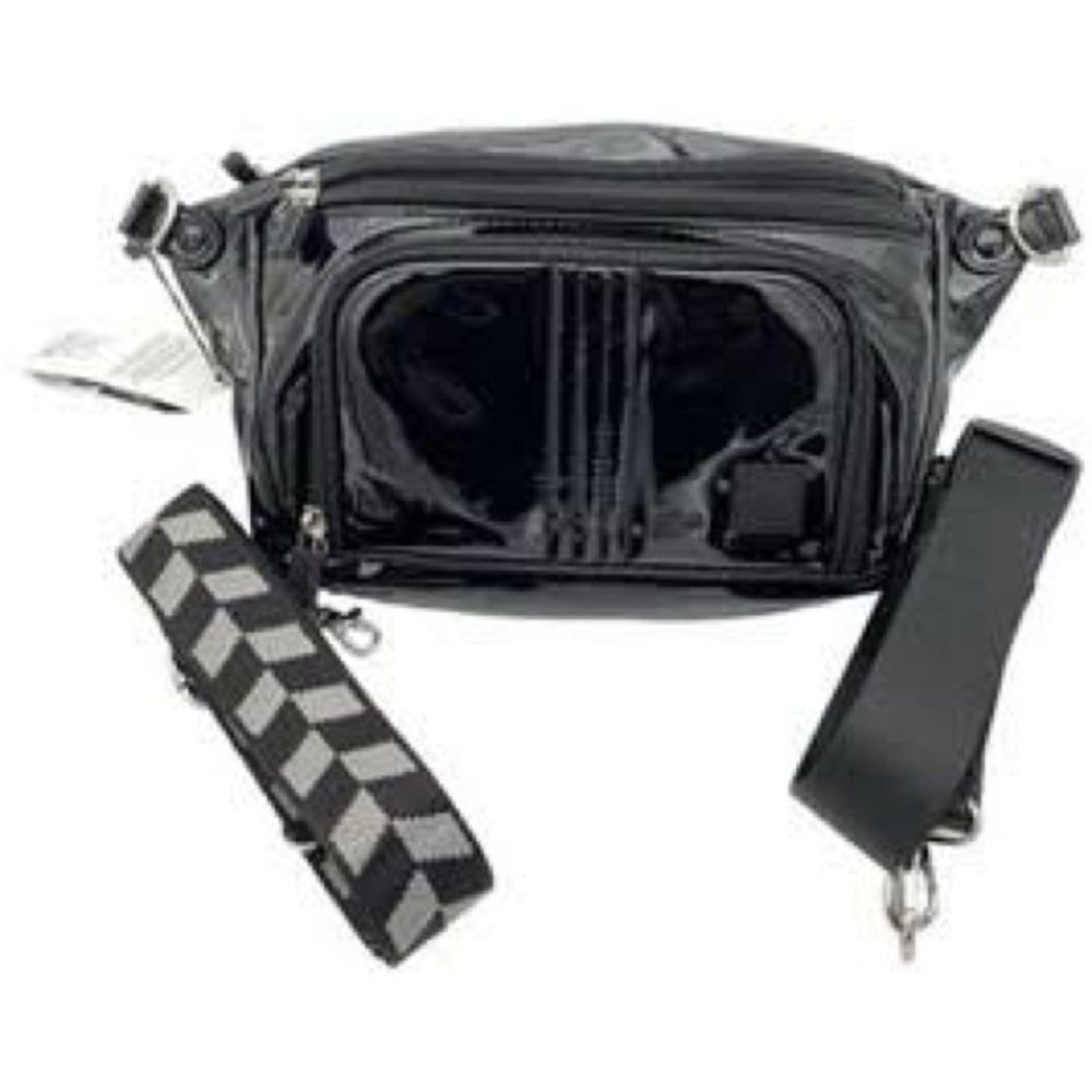 IHKWIP Black Men's Crossbody Bag - Sleek Patent Finish